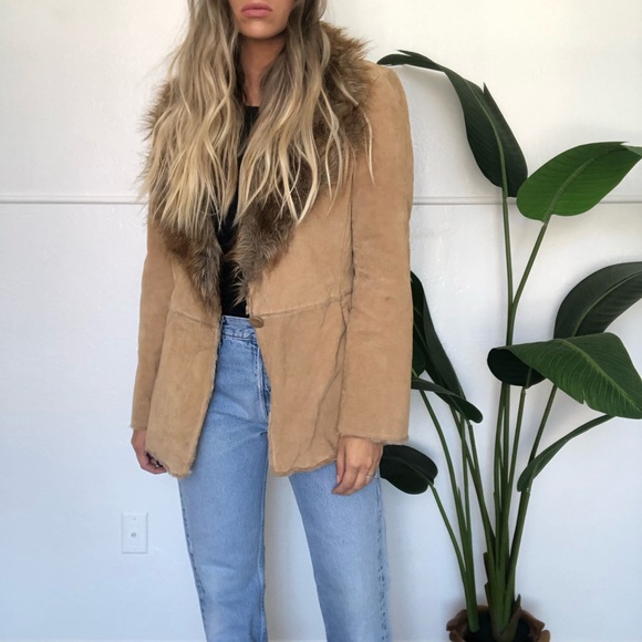 {St. John’s Bay} leather fur collar coat - Picture 5 of 12